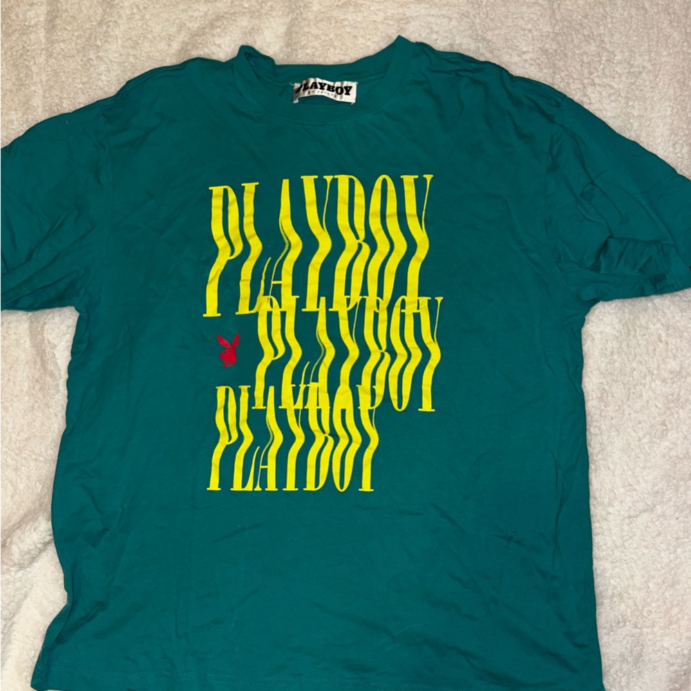 Teal Playboy by PAC Sun Graphic Tee with Yellow Text